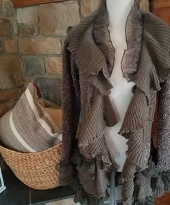 Chocolate Ruffled Romantic Cardigan